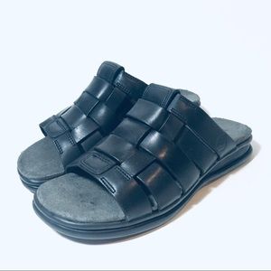 Timberland Fisherman Sandal Black Leather Open Back Slides Mules Size 6.5